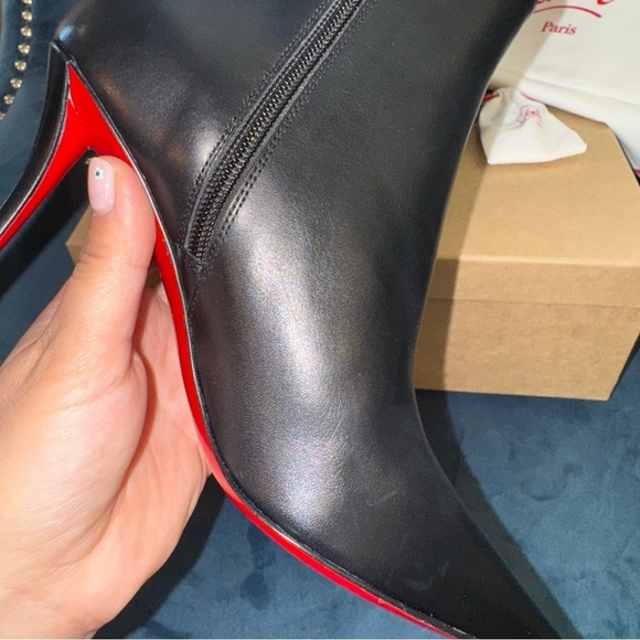 New Size 35 Christian Louboutin So Apostropha Leather Red Sole Stiletto Booties - Picture 12 of 13